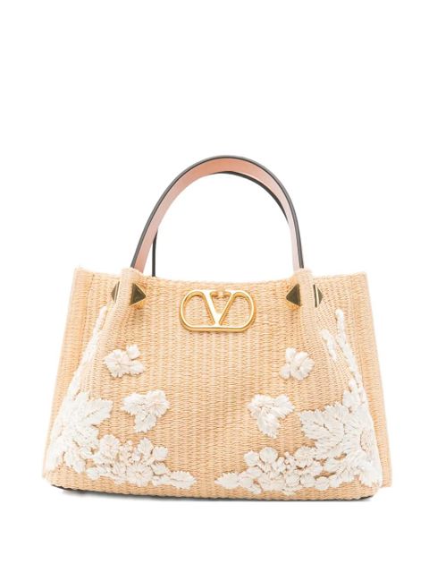 Valentino Garavani floral-appliqué stud-detail tote bag - Neutrals - zdjęcie produktu nr 1