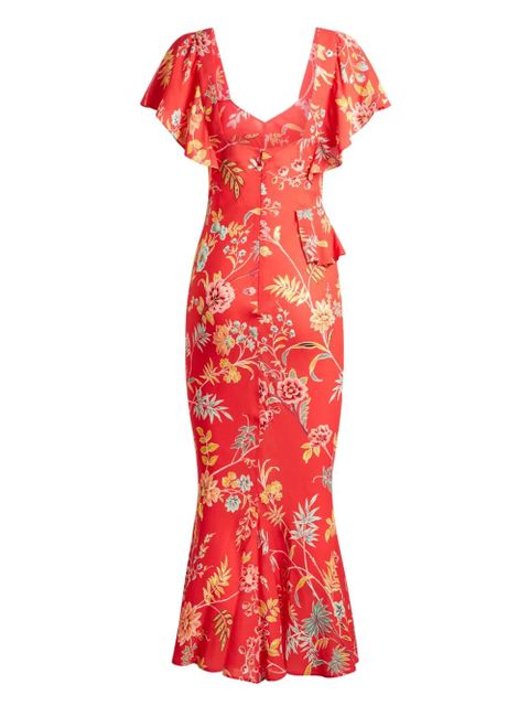 ETRO floral-print crepe midi dress - Red - zdjęcie produktu nr 2