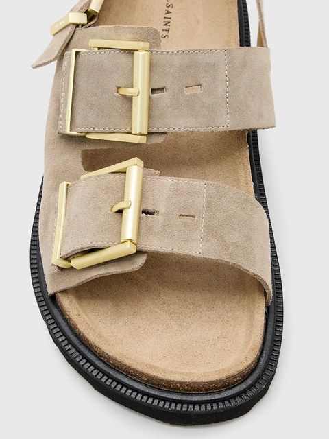 AllSaints sandały zamszowe Isla Sandal damskie kolor beżowy W045FC