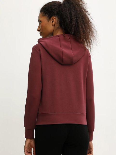 Guess bluza OLYMPE damska kolor bordowy z kapturem gładka V4YQ06 KCAY2