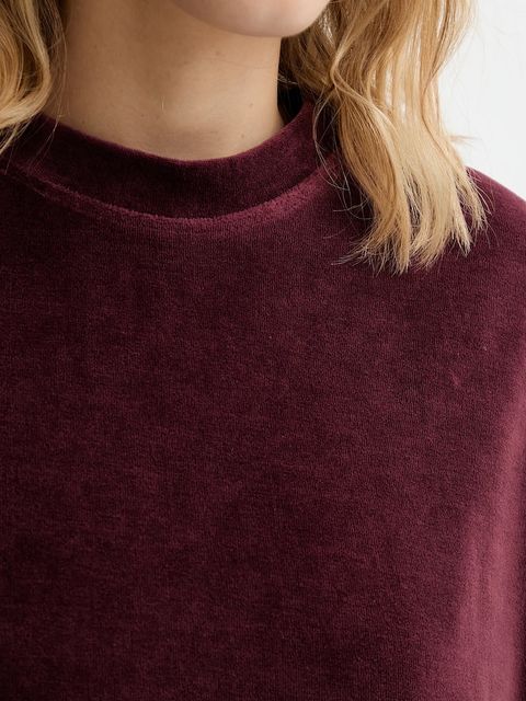 Answear.LAB bluza welurowa damska kolor bordowy gładka