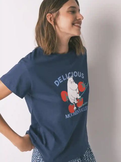 women'secret piżama bawełniana damska kolor granatowy bawełniana 3132101