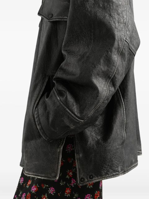 Dolce & Gabbana zip-up leather coat - Black