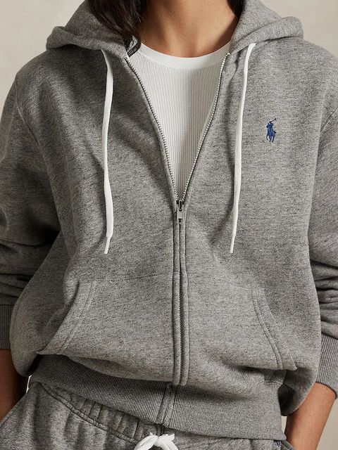 Polo Ralph Lauren bluza damska kolor szary z kapturem gładka 211971699