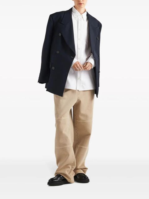 Prada logo-embroidered cotton shirt - White - zdjęcie produktu nr 2