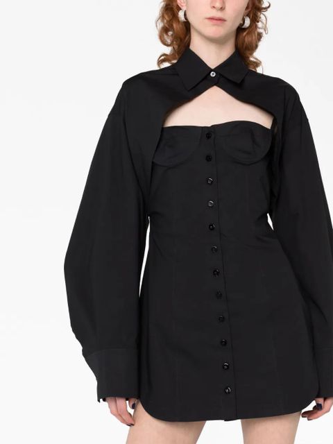 The Attico cut-out bustier shirtdress - Black