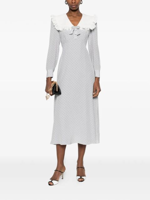 Alessandra Rich ruffled polka dot midi dress - Grey - zdjęcie produktu nr 2