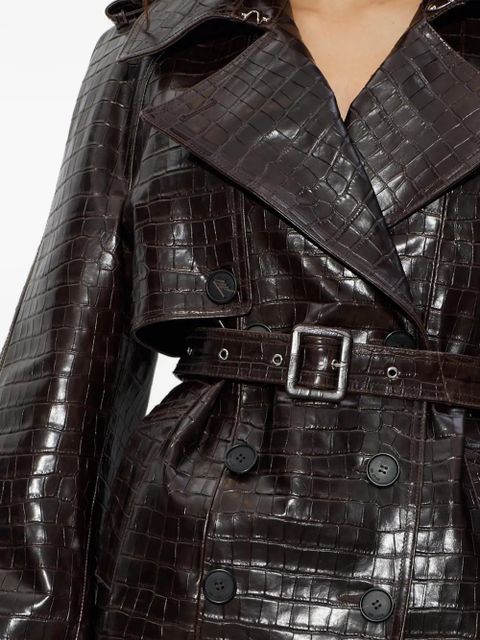 The Attico belted leather jacket - Brown