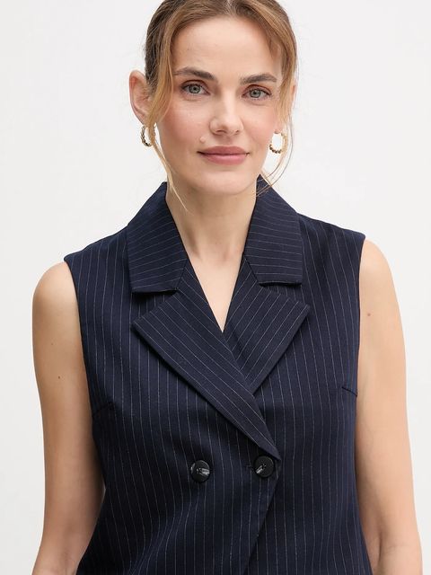 United Colors of Benetton kamizelka kolor granatowy dwurzędowa 2X8MDJ00O - zdjęcie produktu nr 1