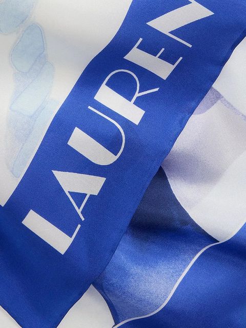 Lauren Ralph Lauren apaszka jedwabna damska kolor niebieski wzorzysta 454980724