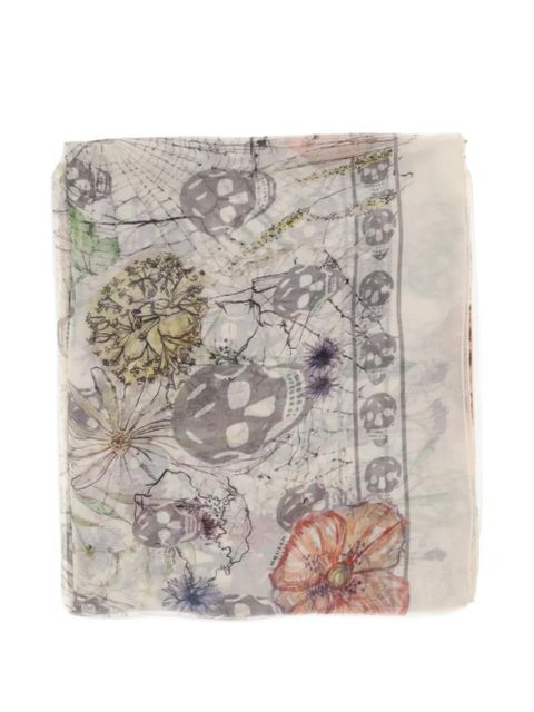 Alexander McQueen floral skull scarf - Neutrals - zdjęcie produktu nr 1