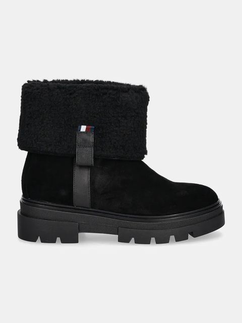 Tommy Hilfiger botki zamszowe FAUX FUR SUEDE ROLL-DOWN BOOT - zdjęcie produktu nr 1
