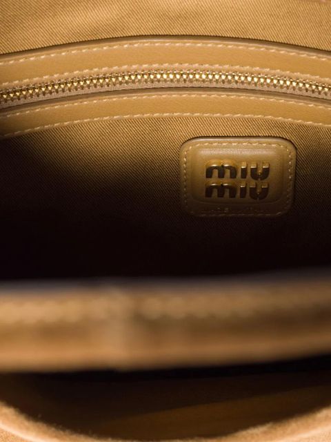 Miu Miu Ivy suede logo-detail shoulder bag - Brown