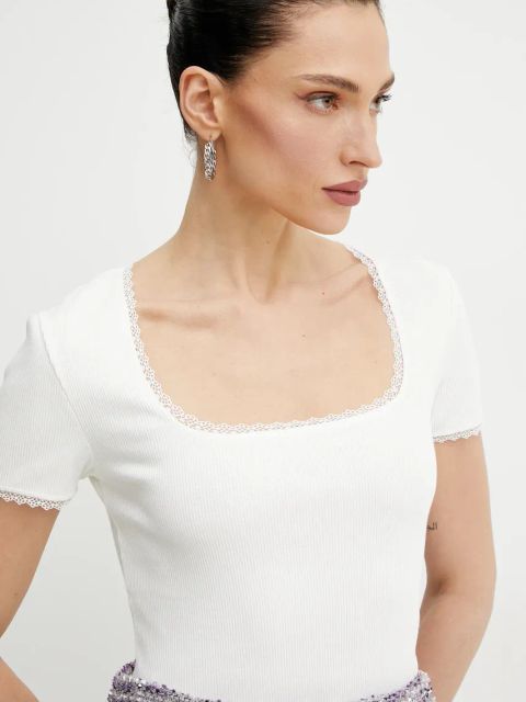 Morgan t-shirt DLUBI damski kolor beżowy DLUBI