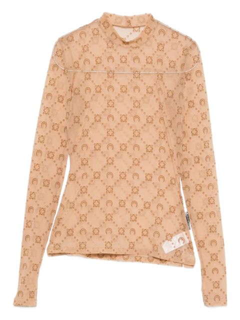 Marine Serre Moon-pattern mesh top - Neutrals
