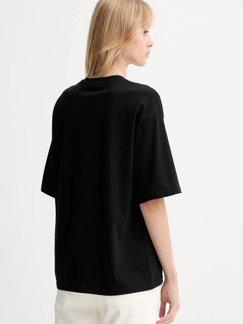 La Mania t-shirt bawełniany damski kolor czarny ADELL