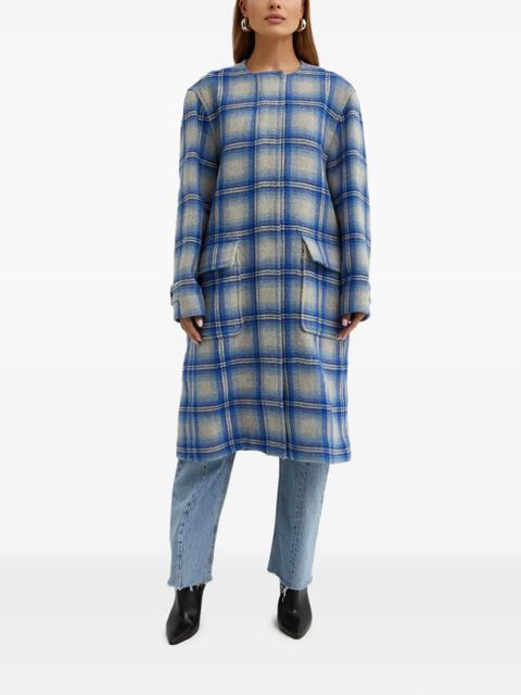 ISABEL MARANT plaid-pattern wool coat - Blue