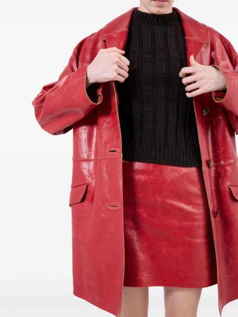 Prada cracked-effect leather mini skirt - Red