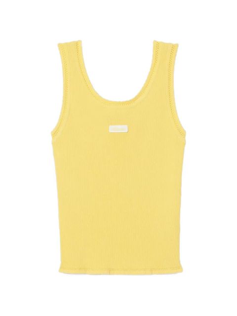 Claudie Pierlot ribbed-knit logo-patch tank top - Yellow - zdjęcie produktu nr 1