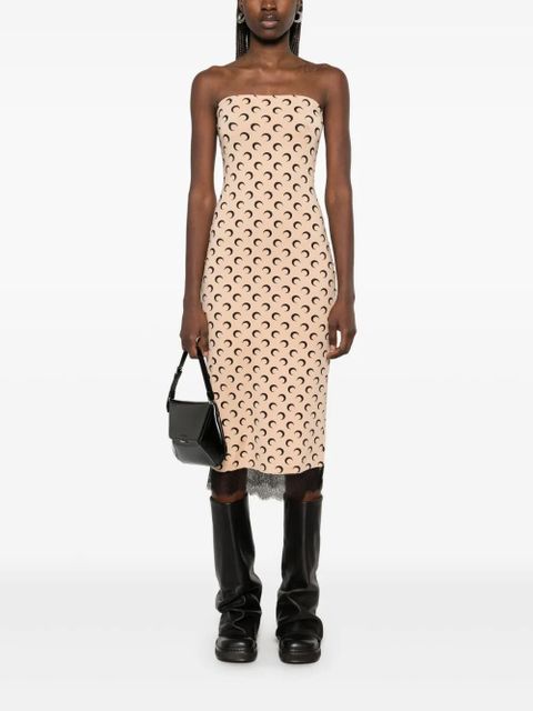 Marine Serre Crescent Moon bustier midi dress - Neutrals
