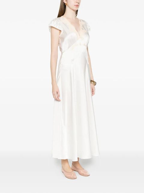 DÔEN Coraline lace V-neck midi dress - White