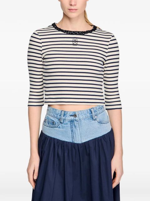 SANDRO striped-pattern top - Neutrals