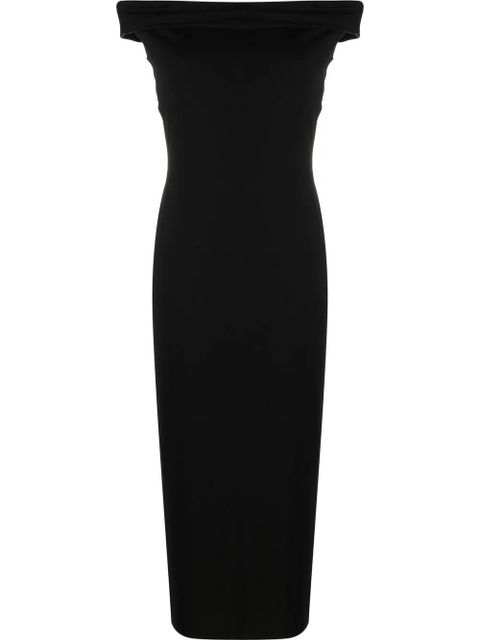 Reformation Jamen off-shoulder knitted midi dress - Black - zdjęcie produktu nr 1