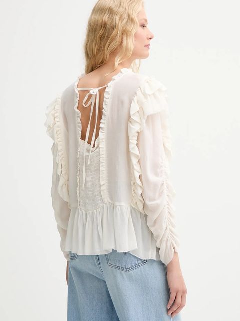 MUNTHE bluzka CRISP damska kolor beżowy gładka 252100225231 - zdjęcie produktu nr 2