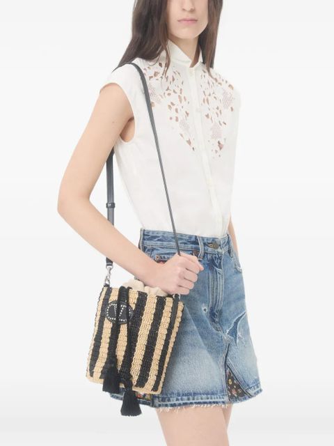 Valentino Garavani small striped raffia bucket bag - Neutrals - zdjęcie produktu nr 2