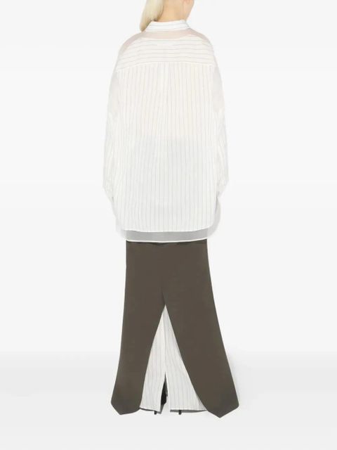 Jean Paul Gaultier striped sheer-panel shirt - White