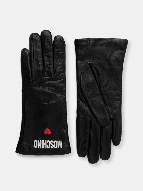 Moschino rękawiczki skórzane damskie kolor czarny M3355 65458 - zdjęcie produktu nr 1