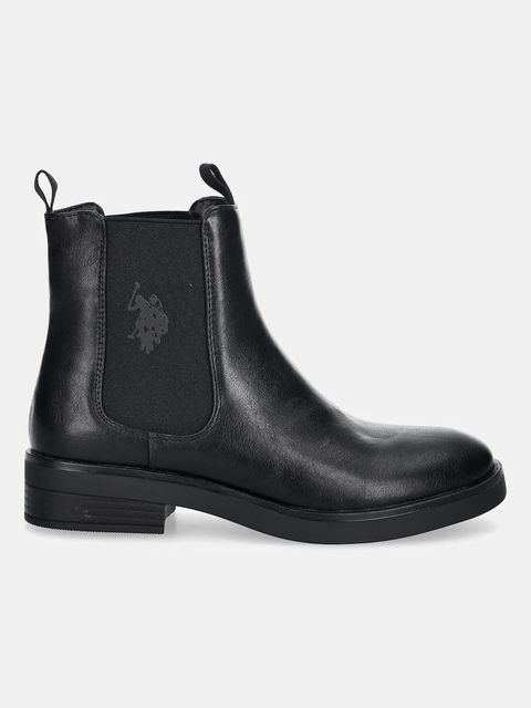 U.S. Polo Assn. sztyblety YLENIA003 damskie kolor czarny na płaskim obcasie YLENIA003W/EY1