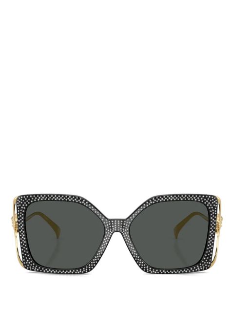 Versace Eyewear crystal-embellished square-frame sunglasses - Black - zdjęcie produktu nr 2