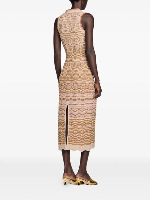 SANDRO sleeveless midi dress - Neutrals