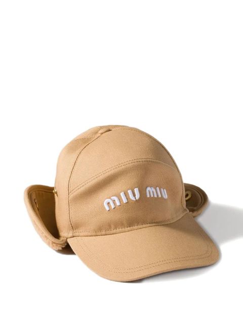 Miu Miu logo-embroidered cap - Neutrals