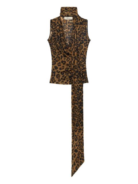 Blumarine leopard-print draped top - Brown - zdjęcie produktu nr 1