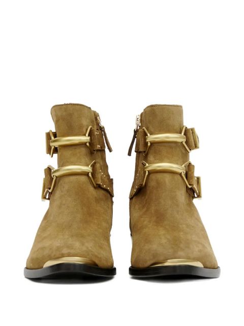 ISABEL MARANT Zalya buckle studded boots - Brown