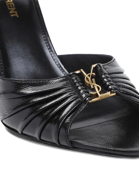 Saint Laurent Babylone ruched leather sandals - Black