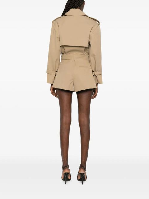 Self-Portrait belted cropped trench jacket - Neutrals