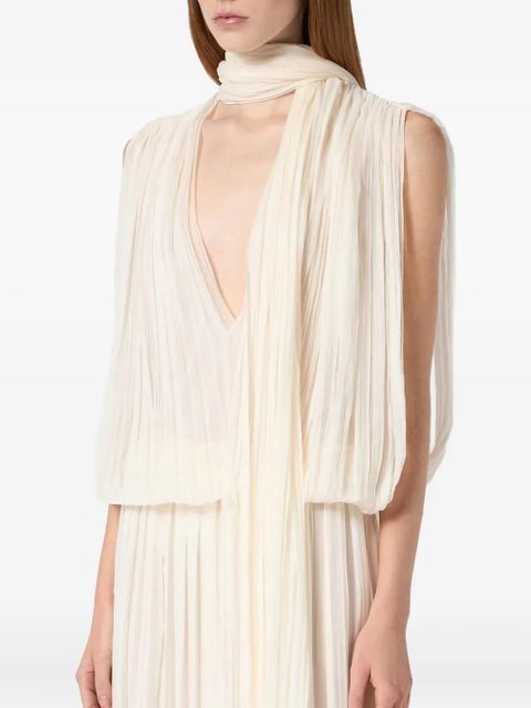 Blumarine pleated sleeveless maxi dress - Neutrals