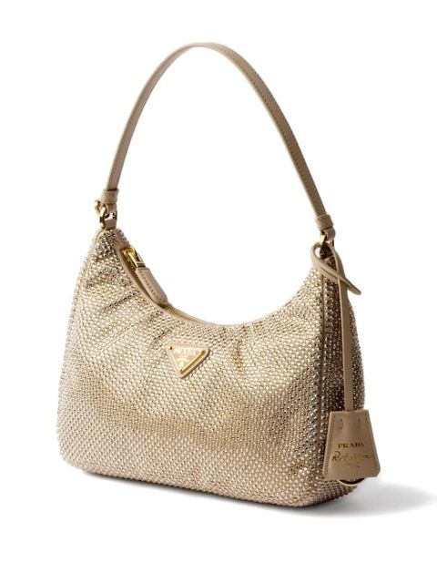 Prada Re-Edition crystal-embellished shoulder bag - Neutrals