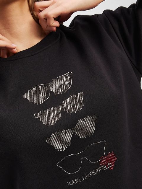 Karl Lagerfeld bluza bawełniana damska kolor czarny z aplikacją A2W20068