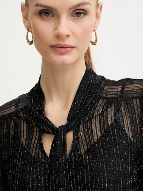 Morgan bluzka damska kolor czarny wzorzysta TEVAL