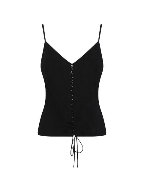 Alexander McQueen floral-jacquard lace-up top - Black - zdjęcie produktu nr 1