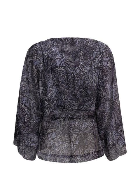 ISABEL MARANT Tekia abstract-print ruffled shirt - Black - zdjęcie produktu nr 2