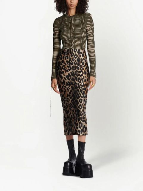 Balmain leopard-print straight skirt - Brown - zdjęcie produktu nr 2