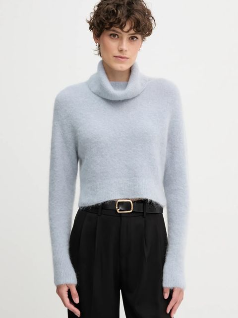 Sandro Ferrone sweter z dodatkiem alpaki damski kolor niebieski z golfem S9YBFNOME - zdjęcie produktu nr 1