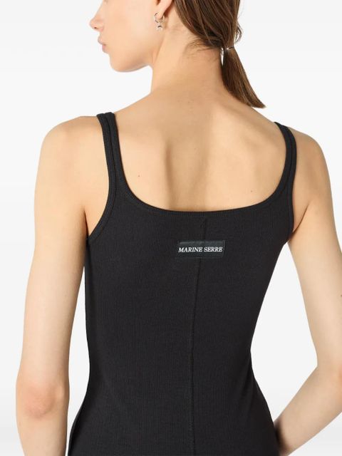 Marine Serre moon logo ribbed short catsuit - Black