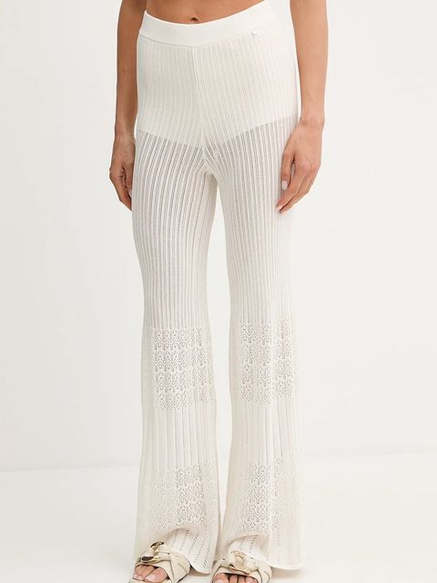 BOSS Orange spodnie damskie kolor beżowy dopasowane high waist 50535496 - zdjęcie produktu nr 1