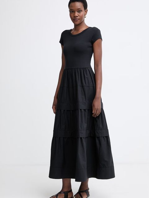 BOSS Orange sukienka rozkloszowana bawełniana z elastanem C Enight - zdjęcie produktu nr 1